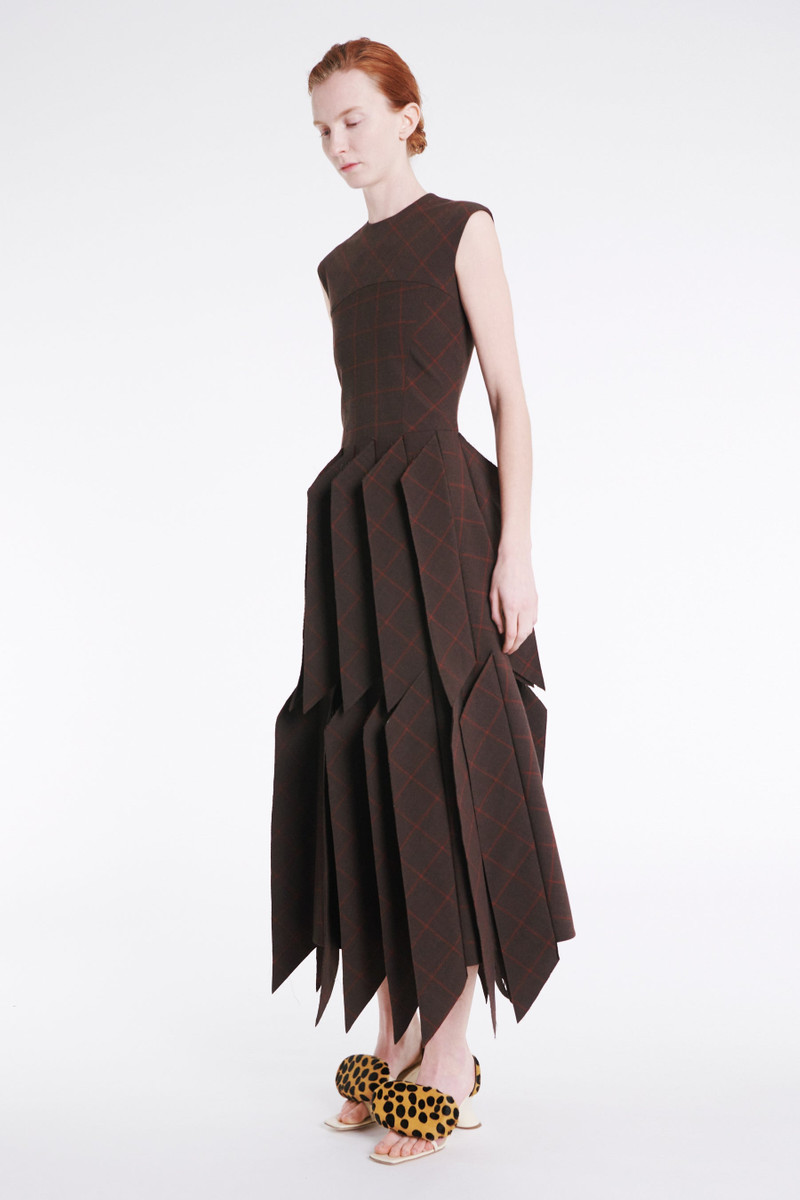 DRESS WITH PANEL BROWN CHECK 1