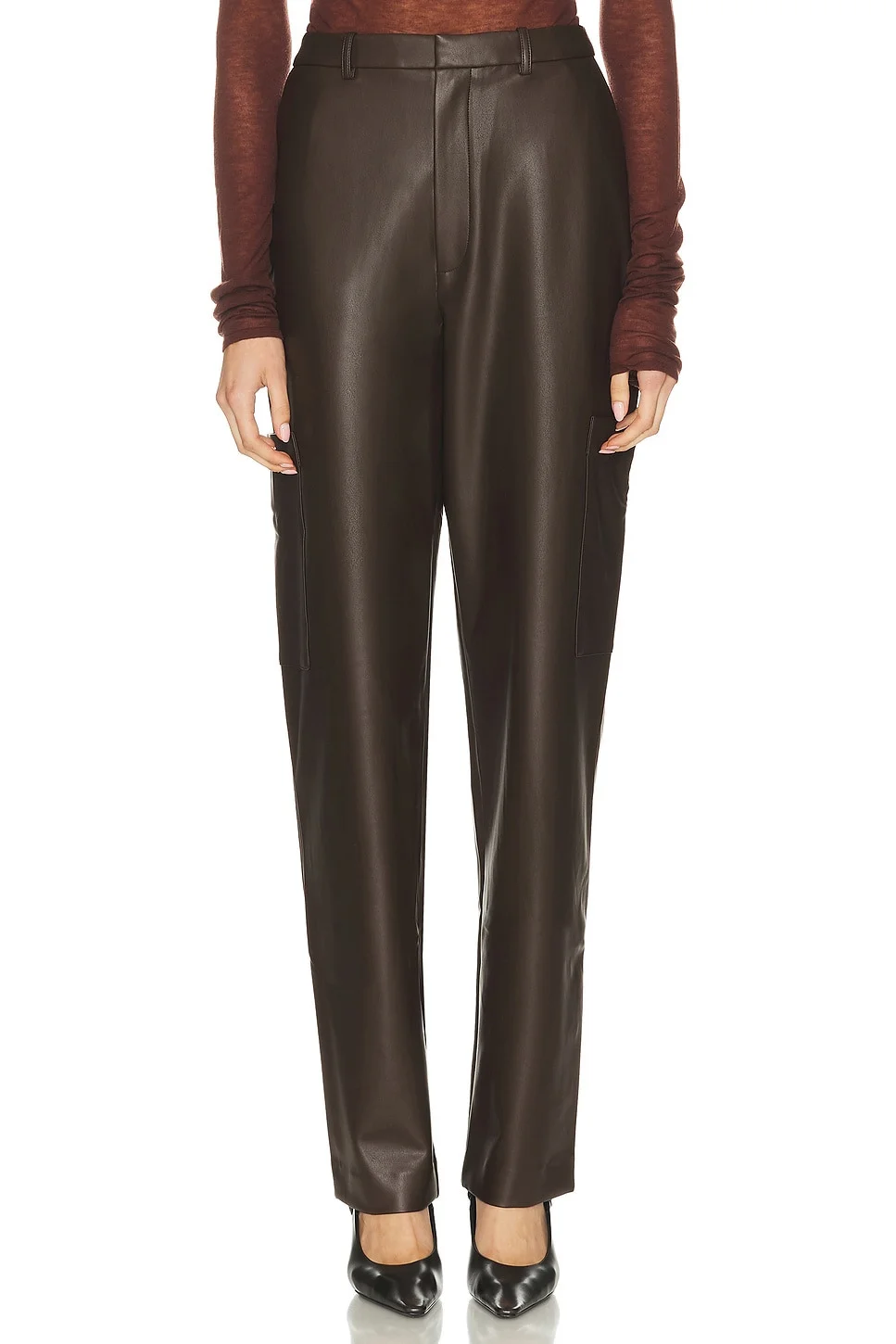 Stretch Stretch Faux Leather Tapered Trouser - 1