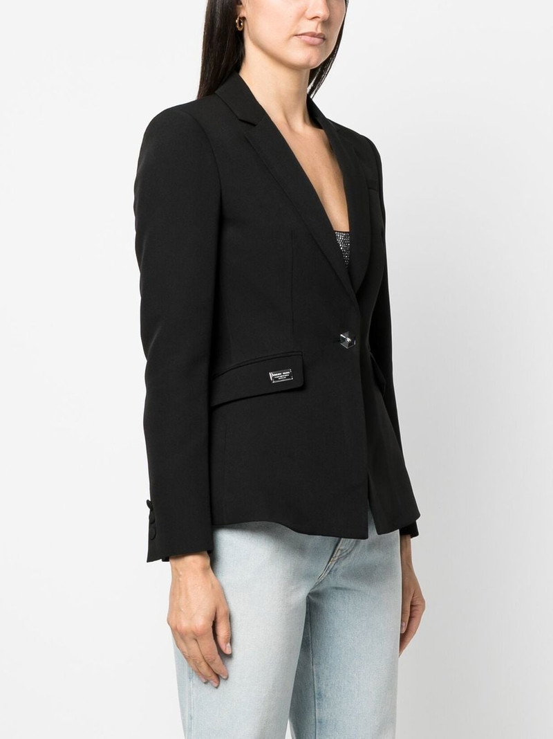 rhinestone-logo single-breasted blazer 4