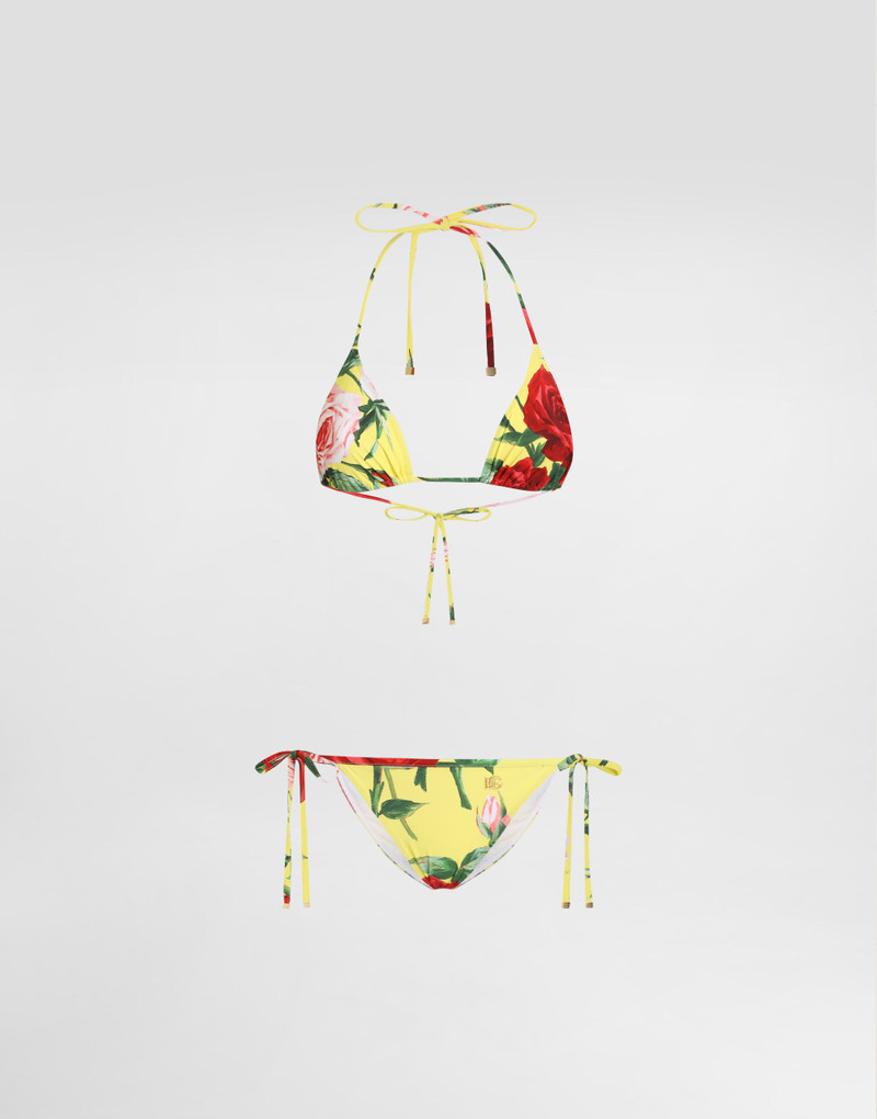 Triangle bikini with floral bouquet print 1