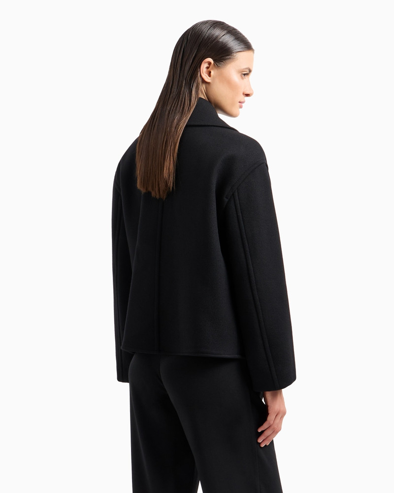 DOUBLE-BREASTED SHORT PEA COAT IN VIRGIN WOOL CAVALRY TWILL 3