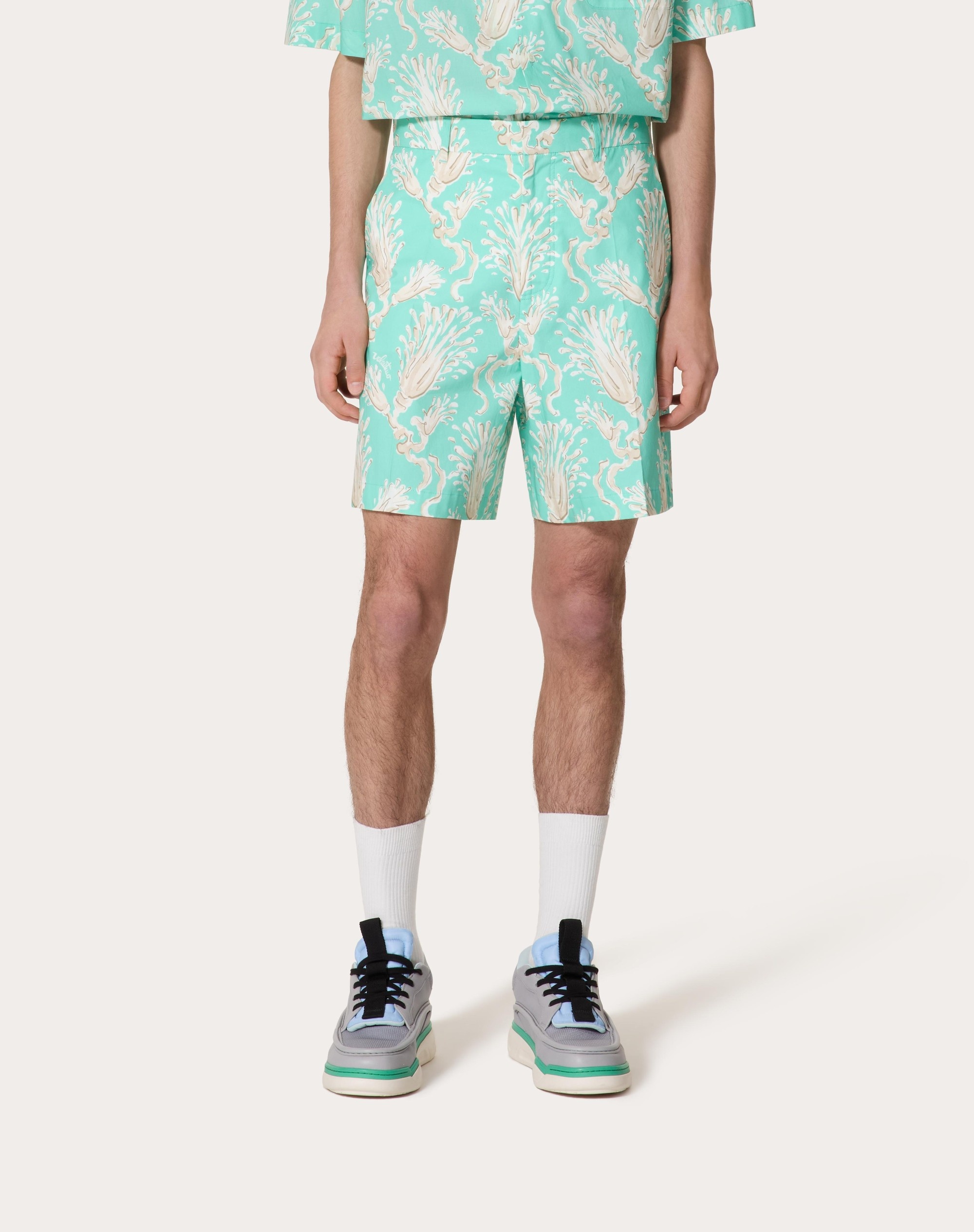 COTTON POPLIN BERMUDA SHORTS WITH METAMORPHOS WHEATSHEAF PRINT - 3