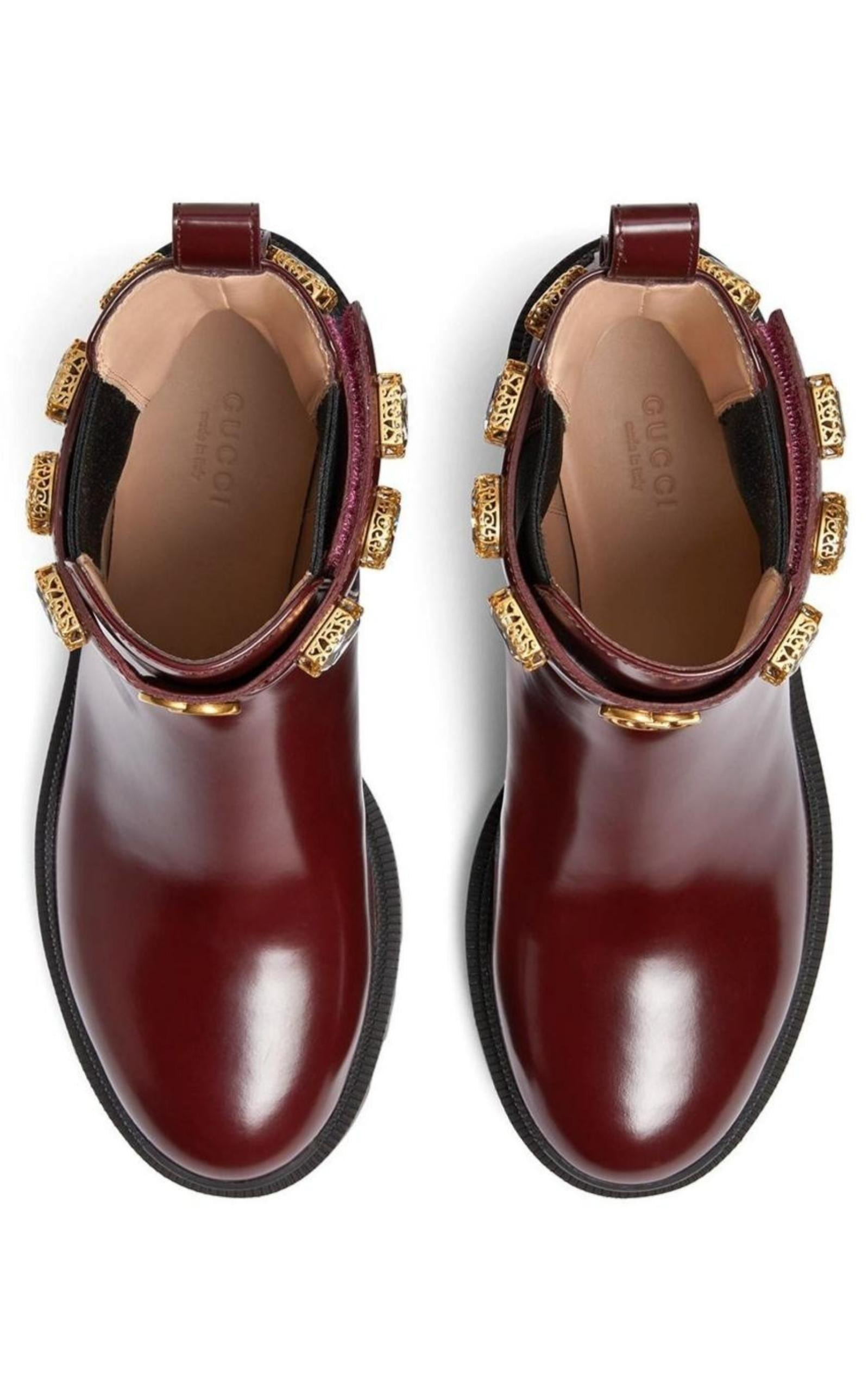 Crystal-embellished Ankle Leather Boots - 6