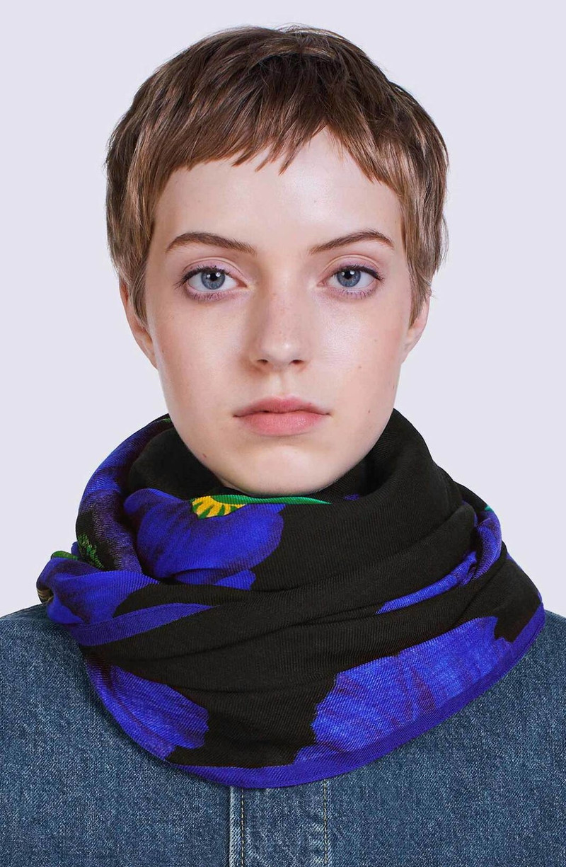 'KENZO Poppy' large wool square 3