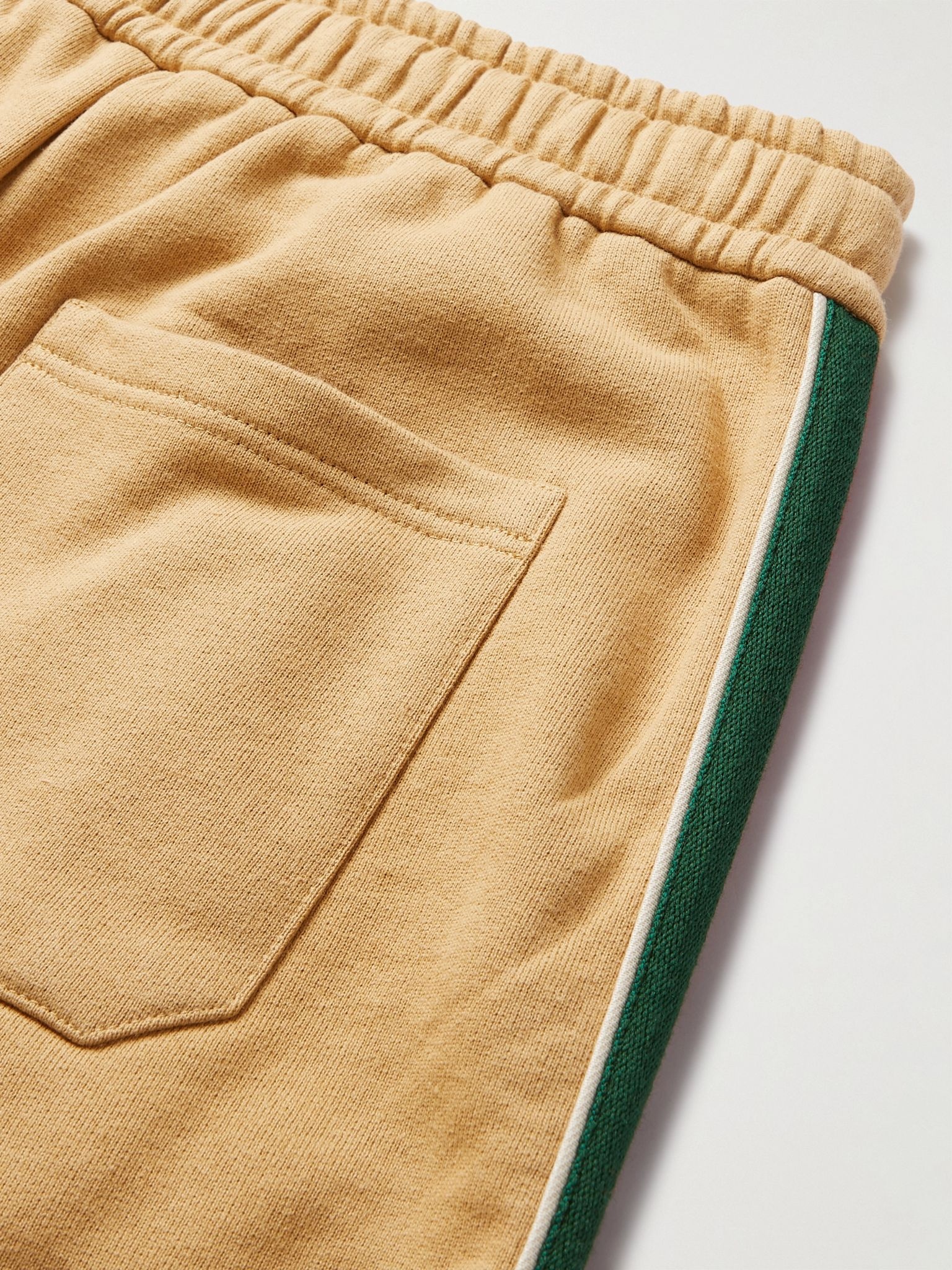 Tapered Webbing-Trimmed Felted Cotton-Jersey Sweatpants - 5