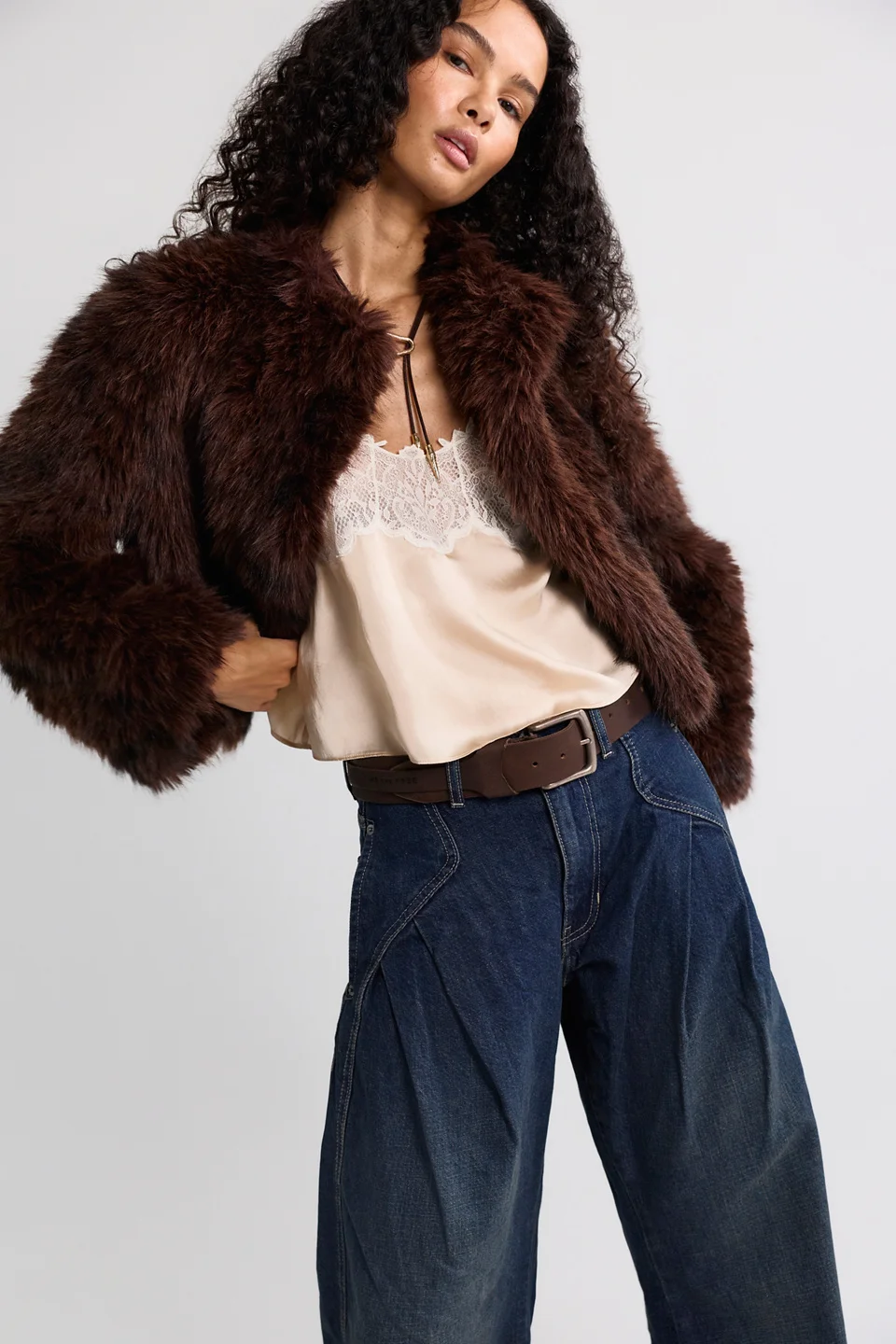 Supernova Cropped Faux Fur Jacket - 1