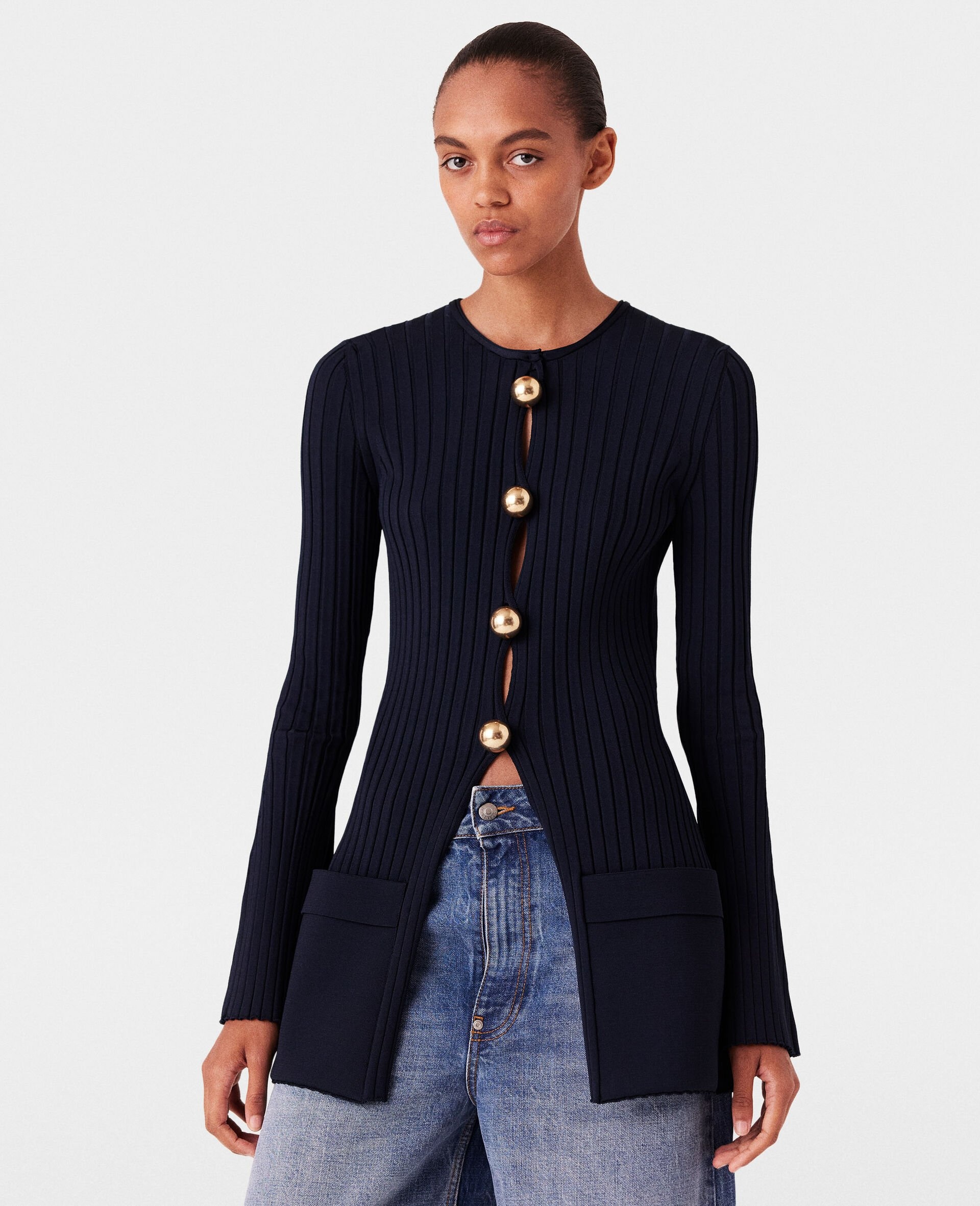 Ribbed Long Sleeve Cardigan - 2