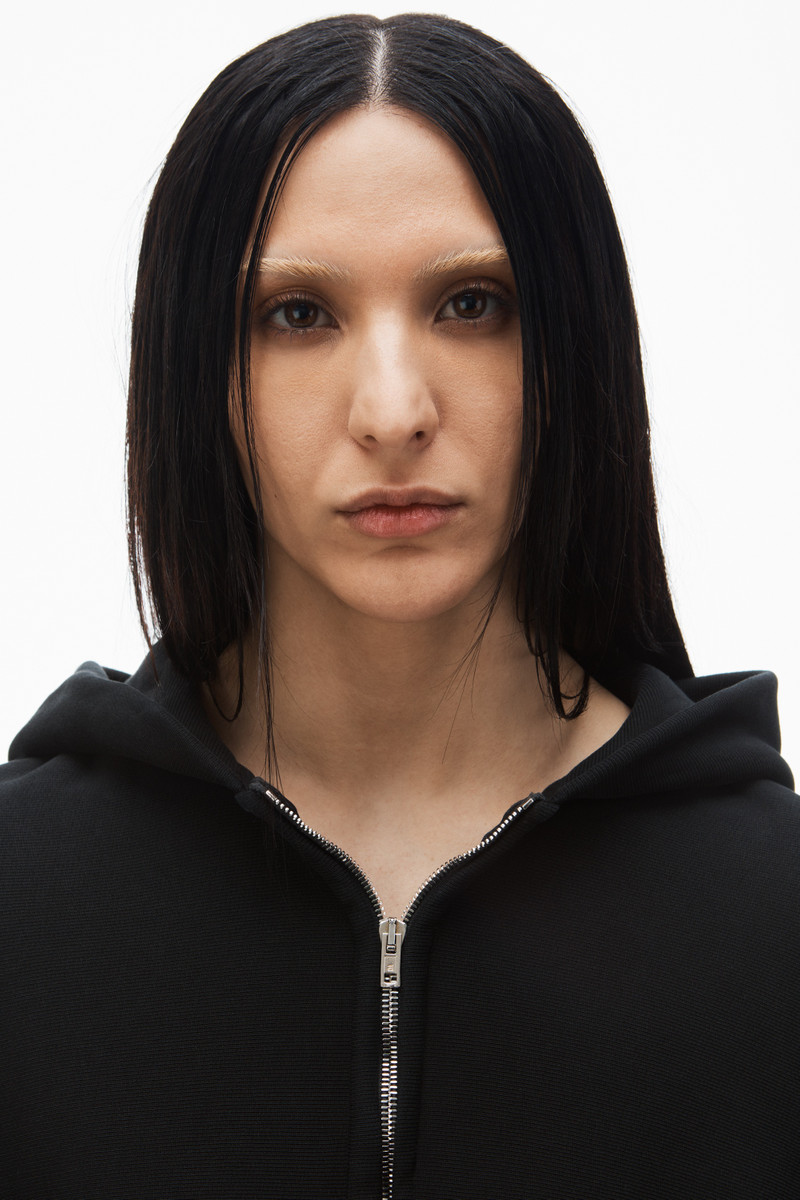 cropped zip up hoodie in classic cotton terry 5