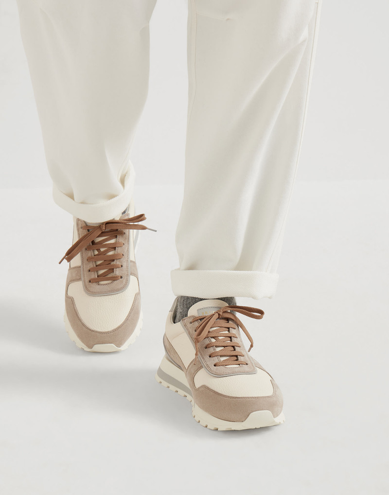 Washed suede and calfskin runners 4