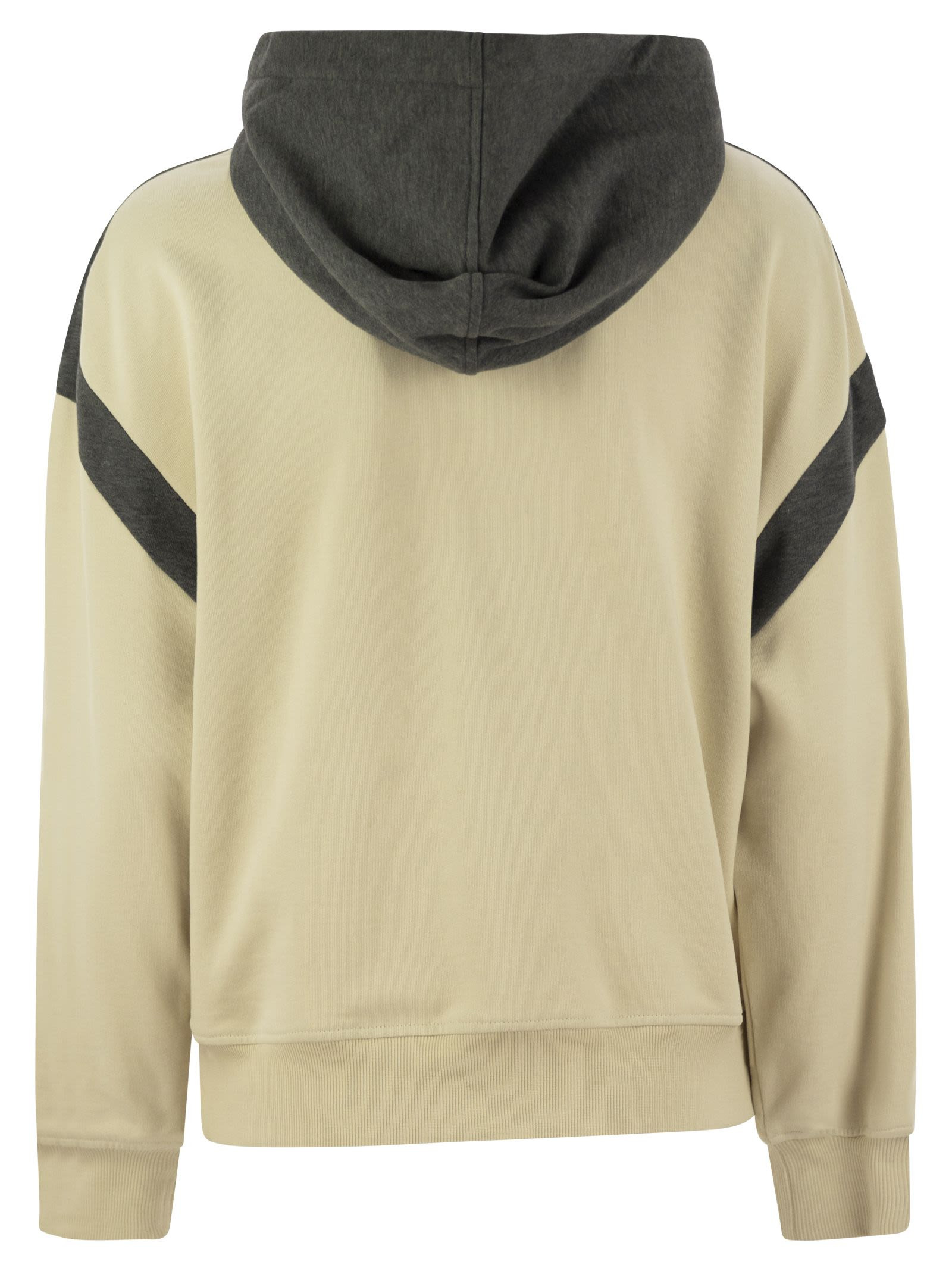 Brunello Cucinelli Women Smooth Cotton Fleece Topwear With Zip, Hood And Shiny Trim - 2