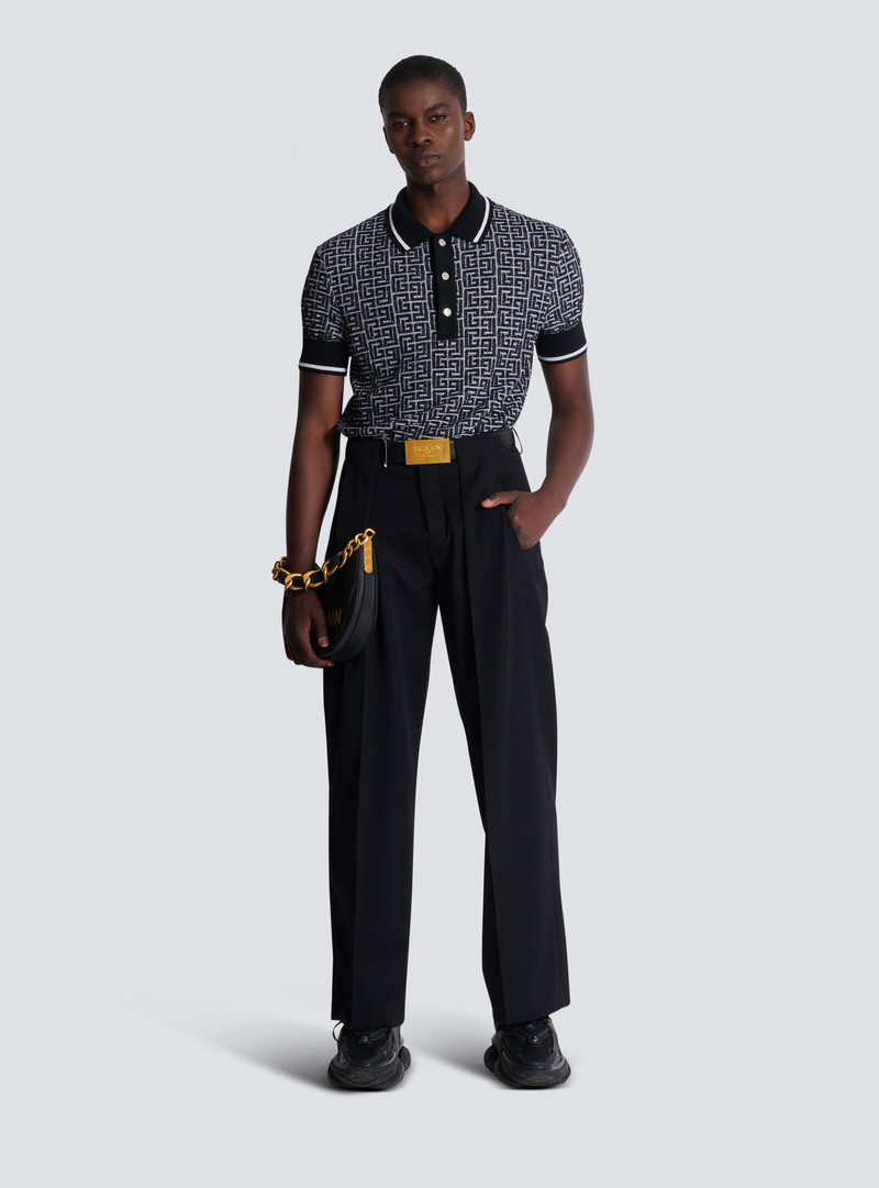 Balmain PB Labyrinth knit polo shirt outlook
