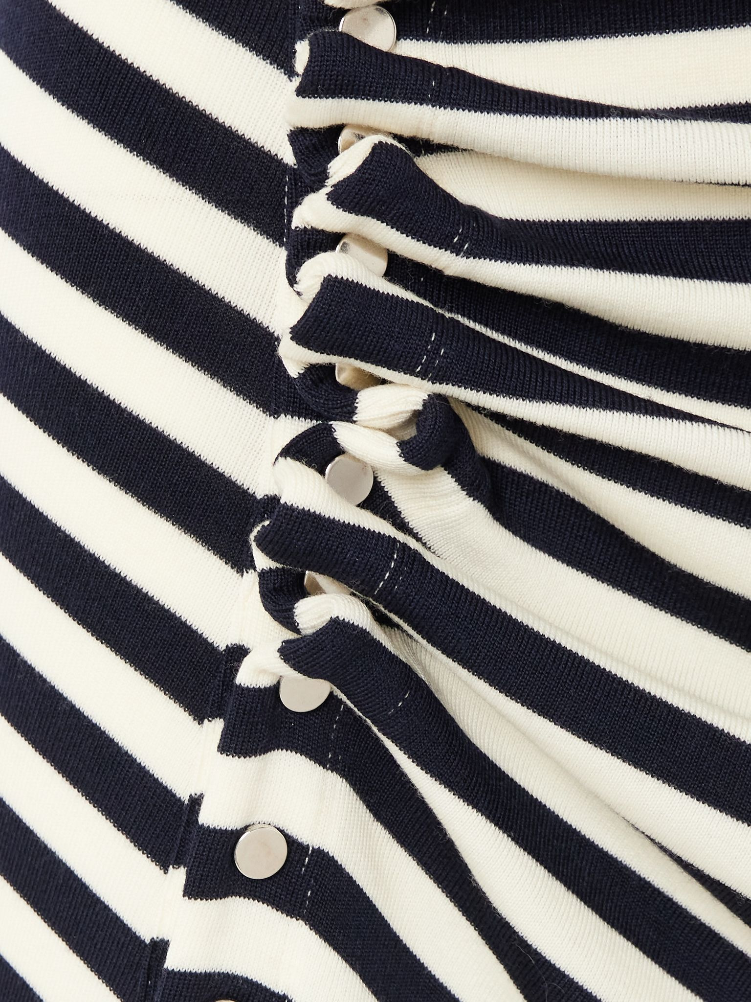 Gathered striped wool-blend midi skirt Multi - 4
