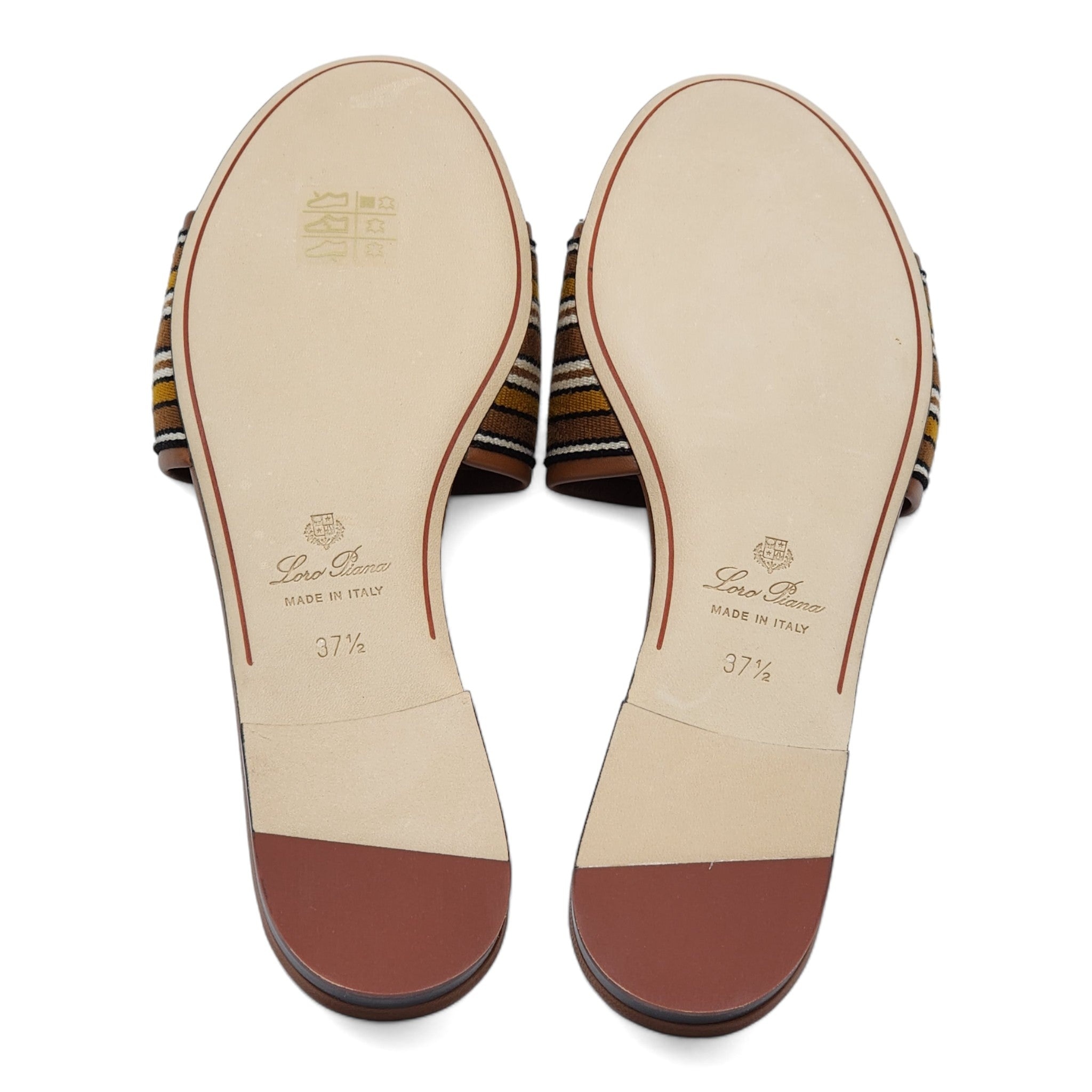 Loro Piana The Suitcase Stripe Flat Sandals in Brown - 12