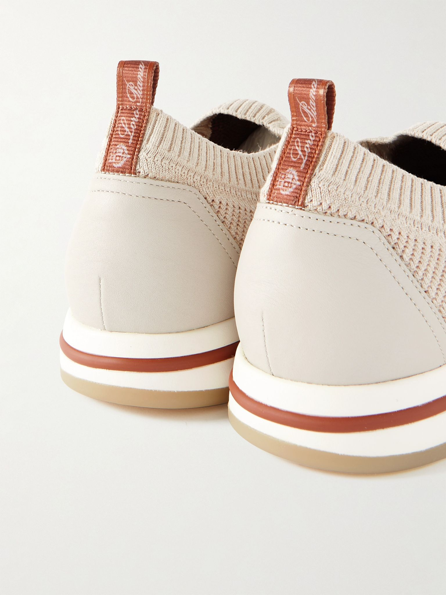 360 Lp Flexy Walk Leather-Trimmed Linen and Silk-Blend Slip-On Sneakers Beige - 6