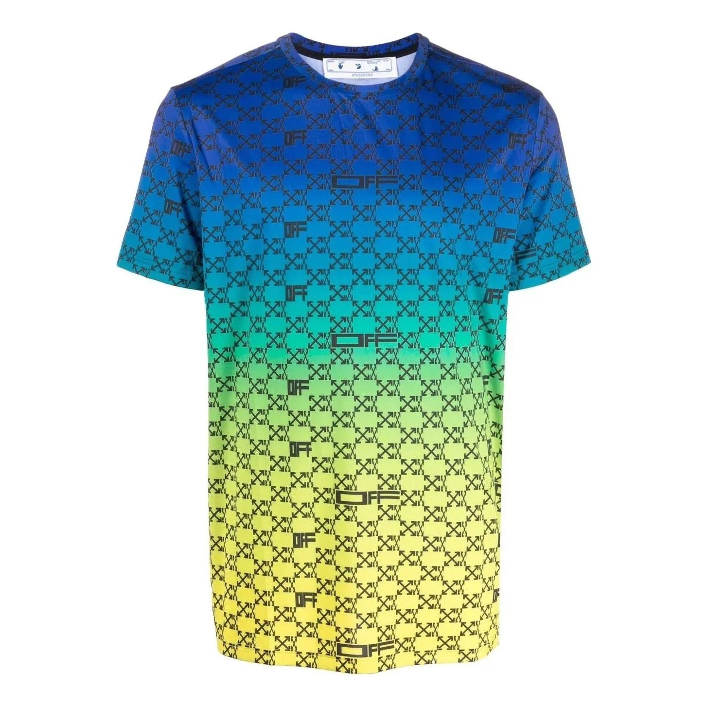 OFF-WHITE Iridescent All Over Arrows Monogram T-Shirt Blue/Yellow/Black - 1