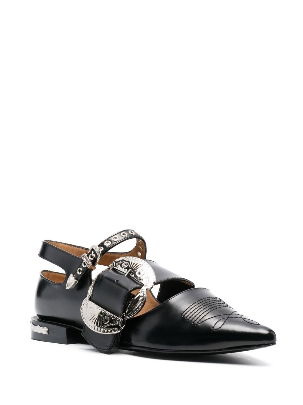 buckle-detail leather mules - 2