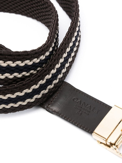 Canali stripe-print braided belt outlook