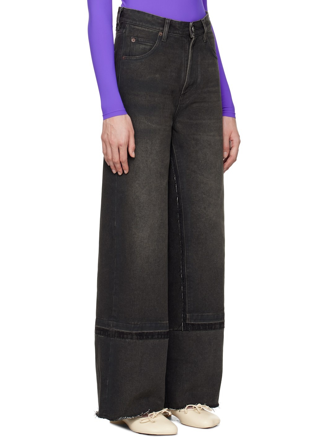 Gray Raw Edge Jeans - 2