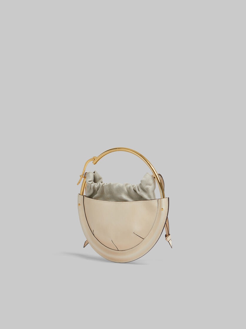 BEIGE LEATHER SMALL TUNNEL HOBO BAG - 3