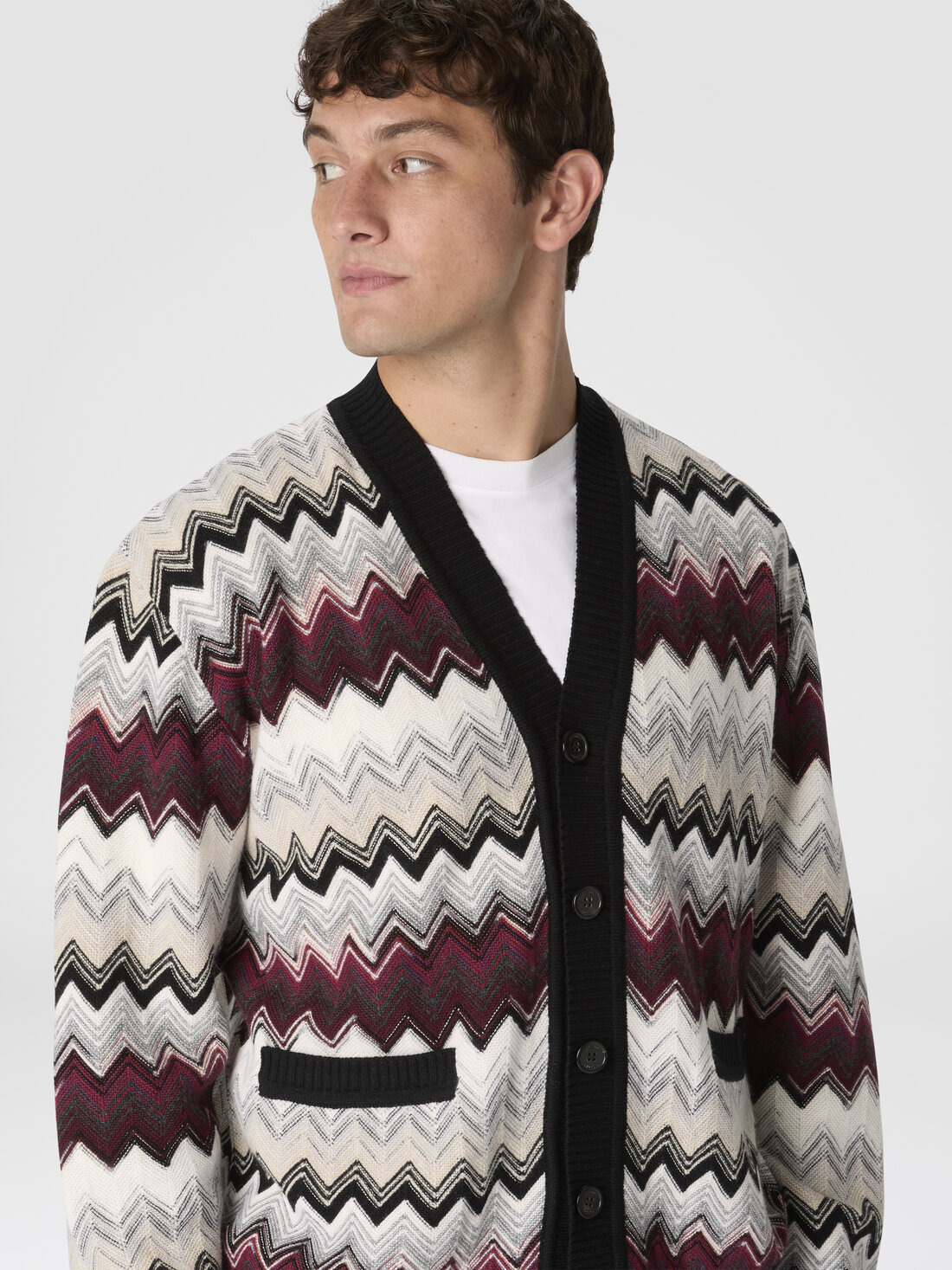 The cardigan in wool and cotton with zigzag - 4