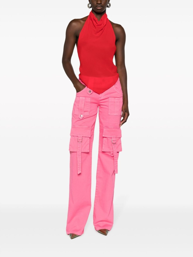 Blumarine logo-patch flared cargo jeans outlook