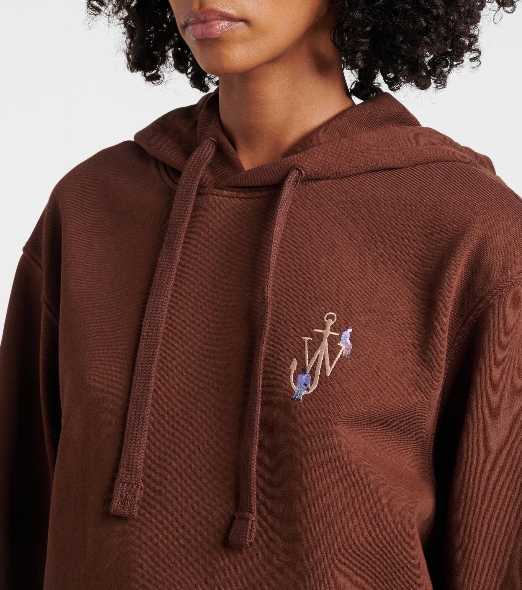 Printed embroidered cotton jersey hoodie - 4