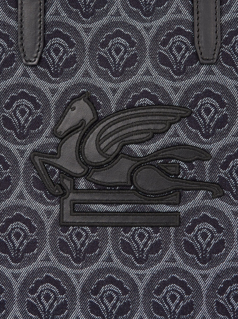 SMALL DENIM JACQUARD LOVE TROTTER BAG 6