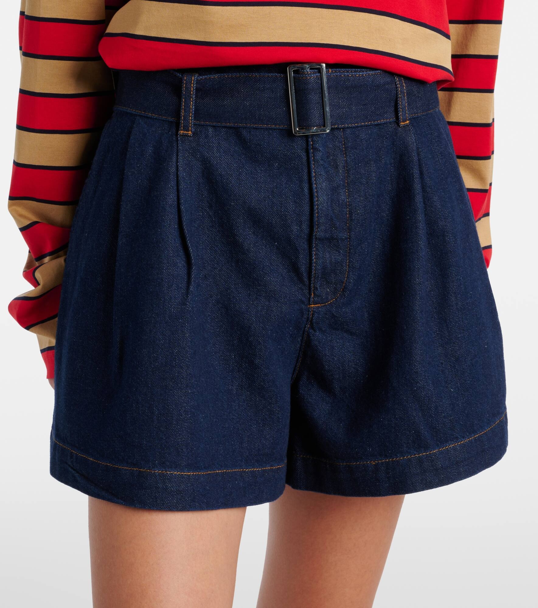 The Paper Bag belted denim shorts - 4