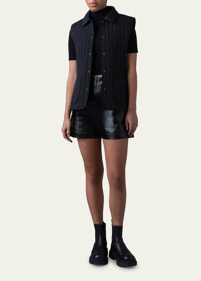 MACKAGE Dava Paneled Patent Leather Shorts outlook