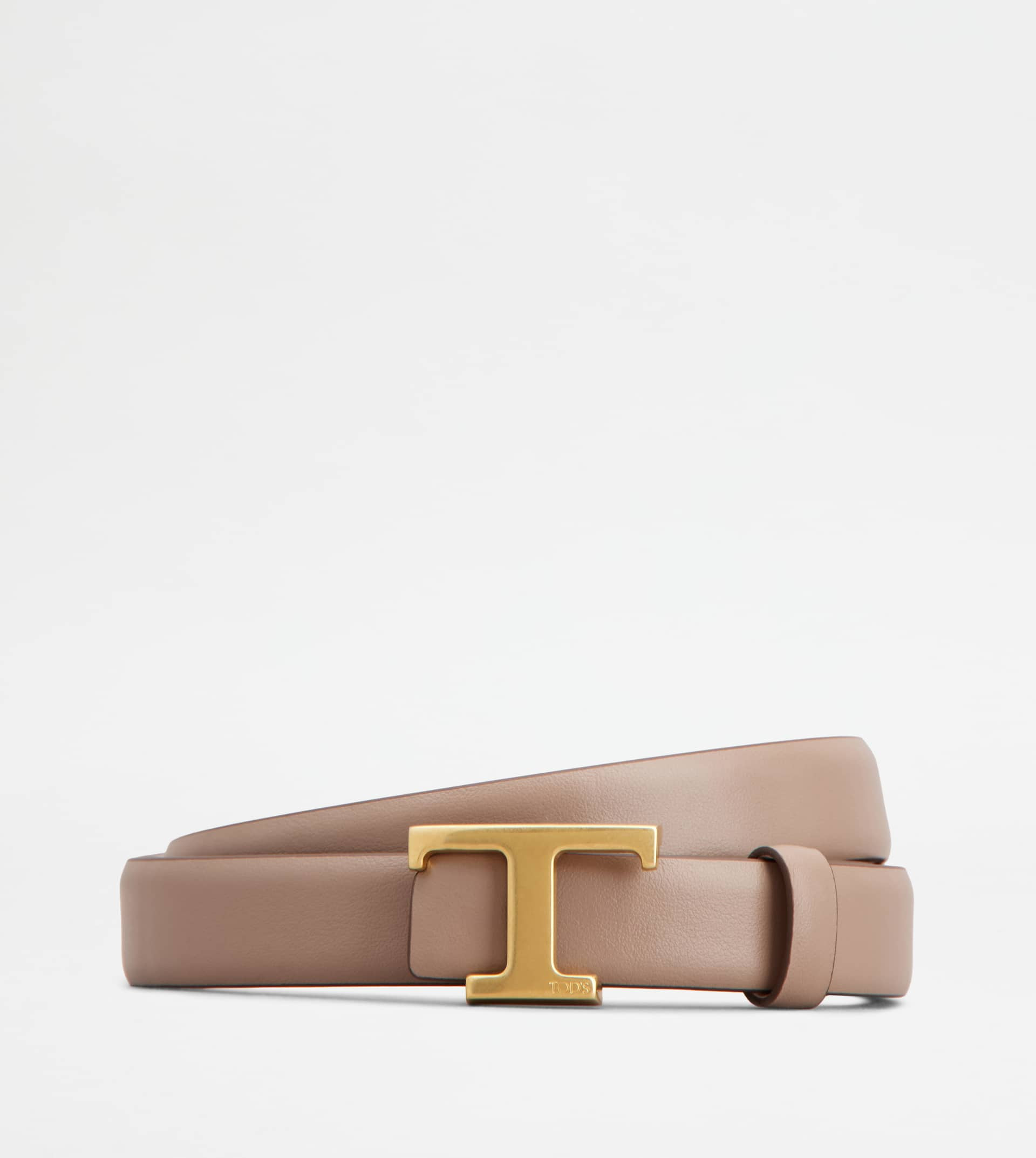 T TIMELESS REVERSIBLE BELT IN LEATHER - BEIGE, PINK - 1