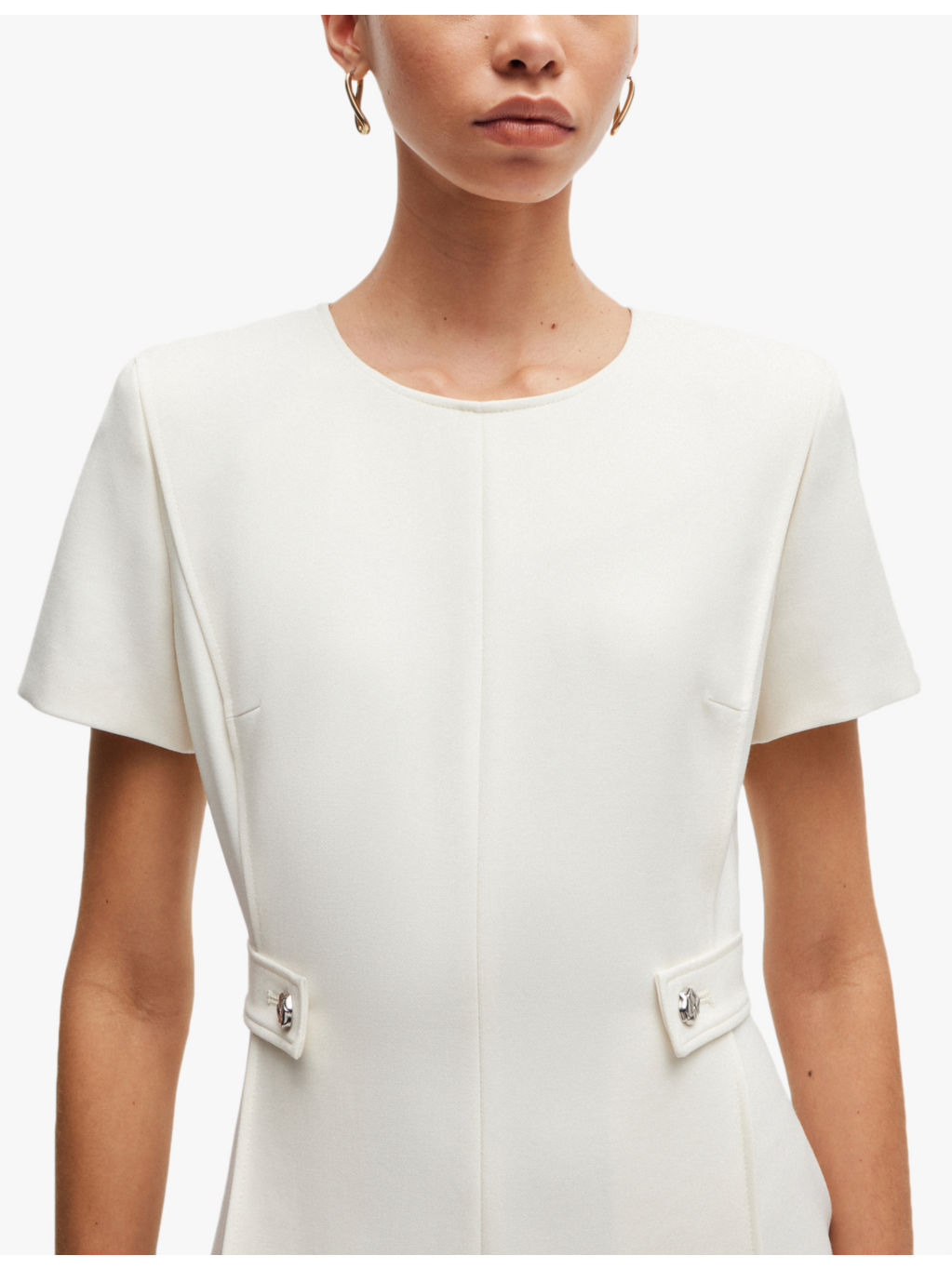 Round-neck short-sleeve stretch-woven mini dress - 5