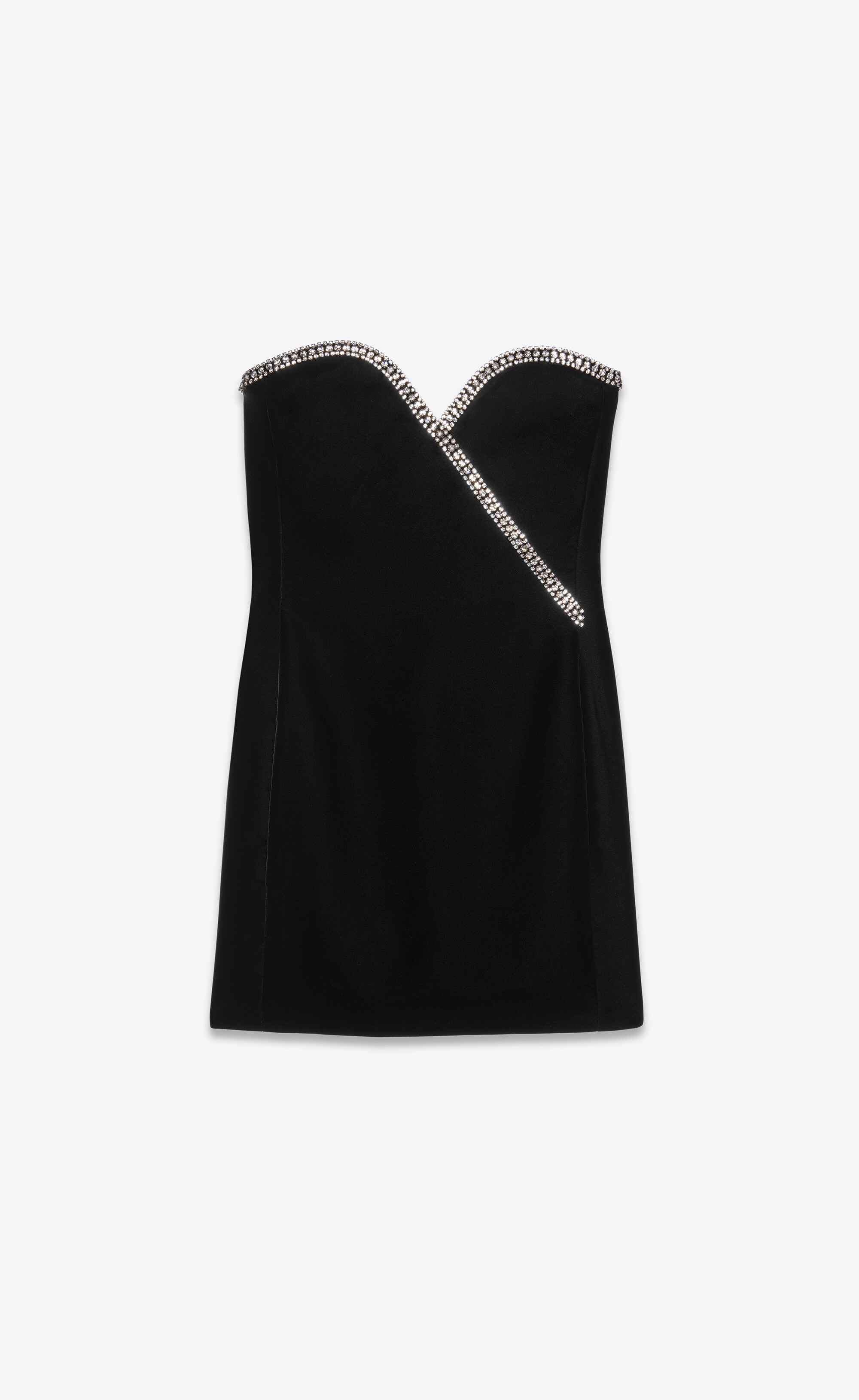 strapless dress in velvet with rhinestones - 1