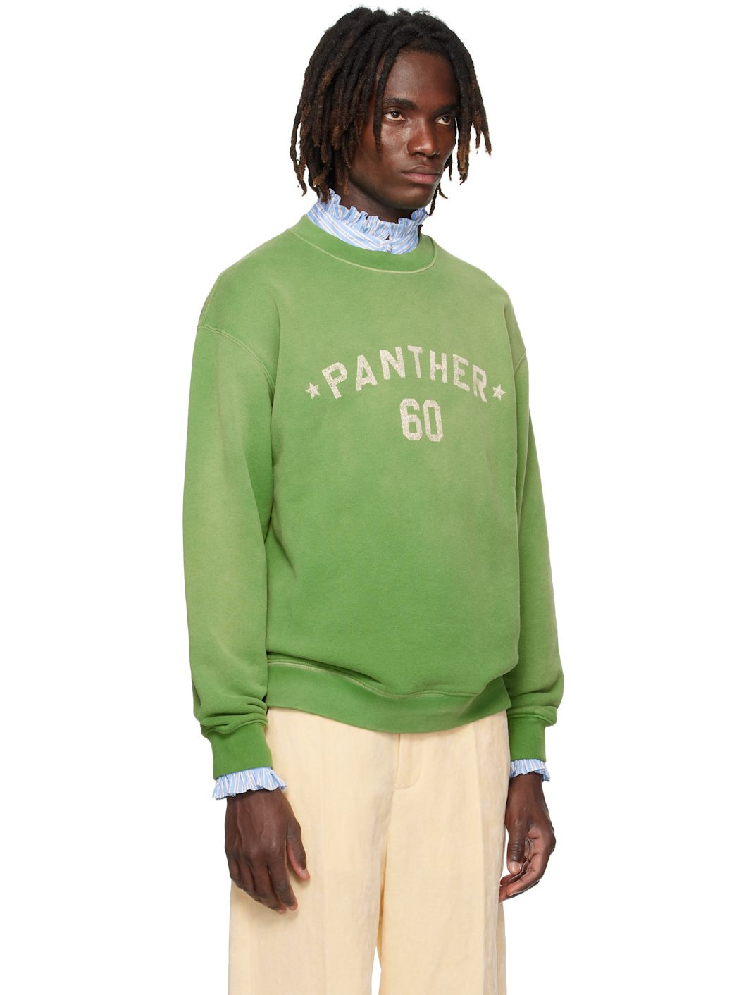 Green 'Chez Valentino' Print Cotton Sweatshirt - 2