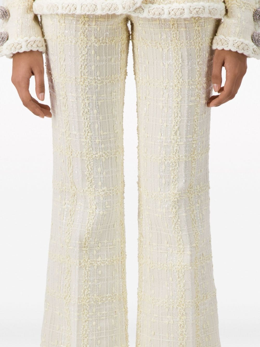 bouclÃ© high-waisted flared trousers - 6