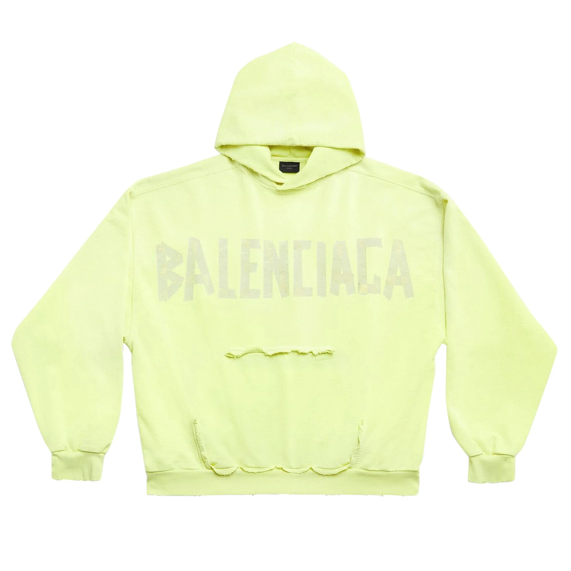 Balenciaga Ripped Pocket Hoodie 'Fluo Yellow' - 1