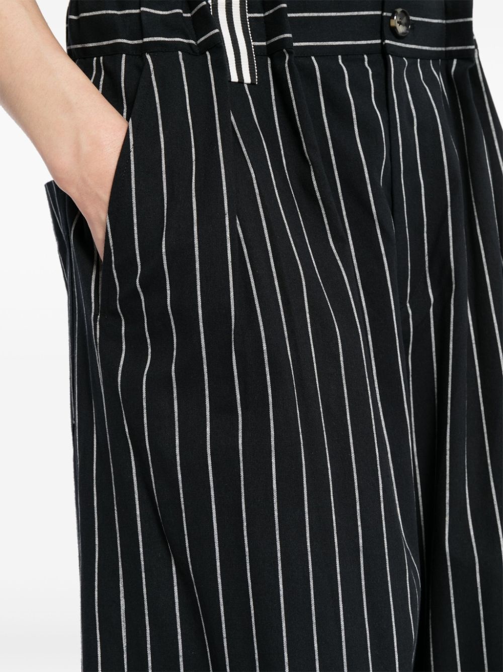 pinstripe-pattern wide-leg trousers - 5