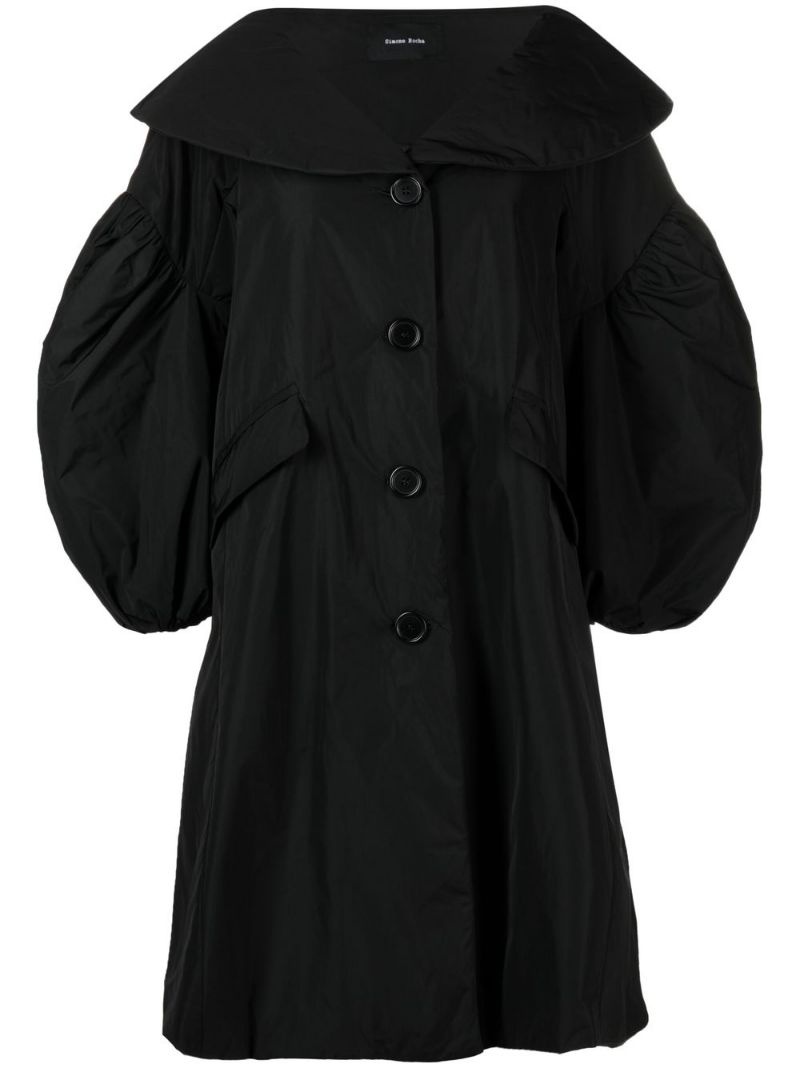 puff-sleeve buttoned coat - 1