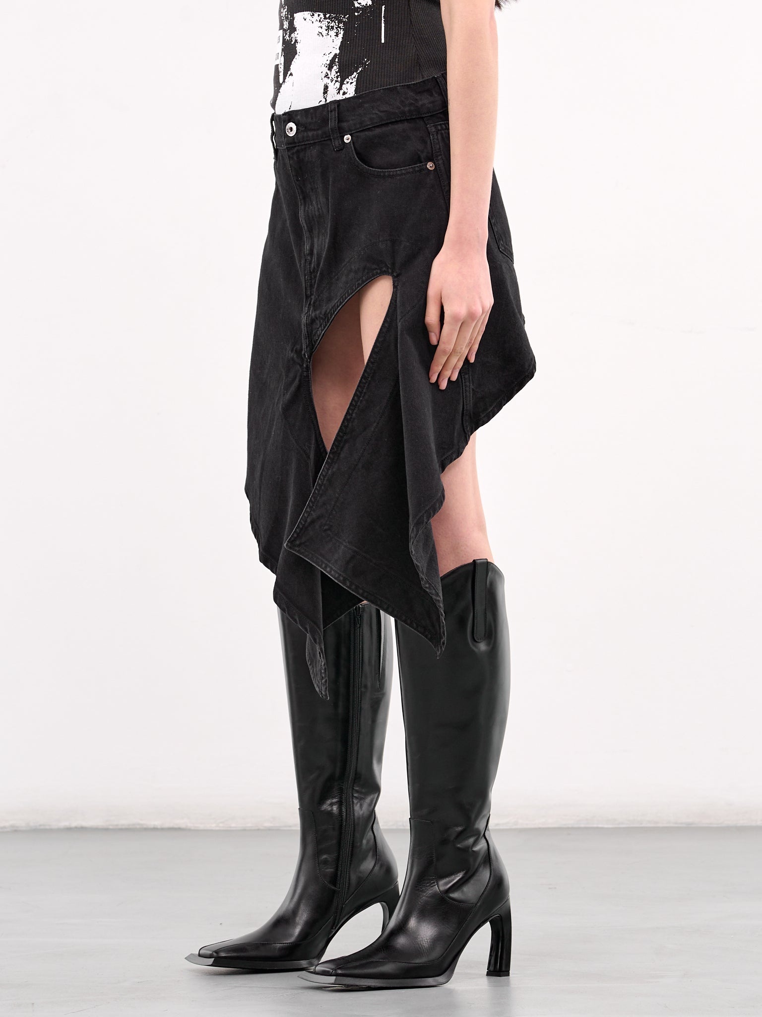 Evergreen Cut-Out Denim Mini Skirt - 2