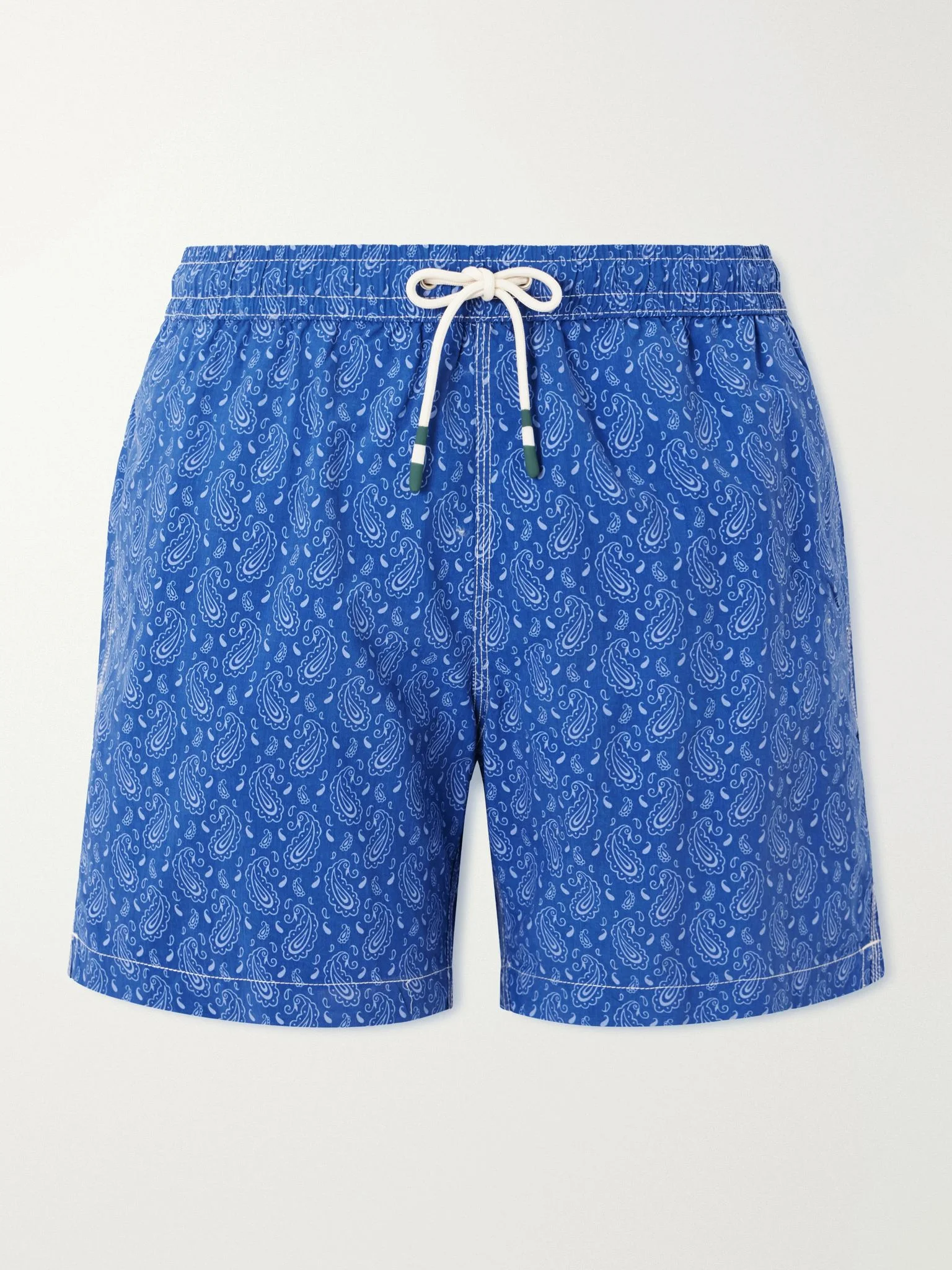 Straight-Leg Mid-Length Printed Swim Shorts Blue - 1