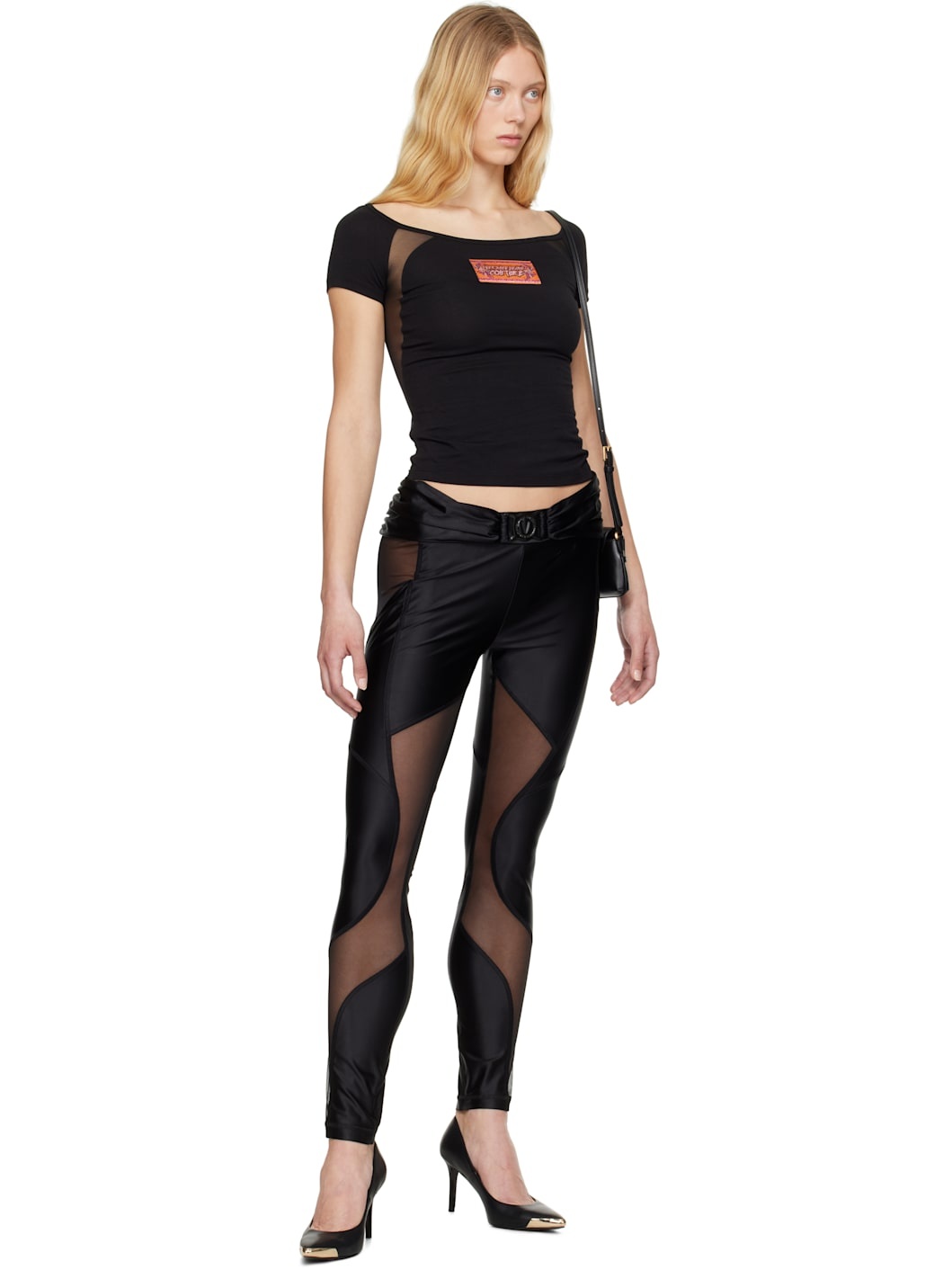 Black V-Emblem Leggings - 4