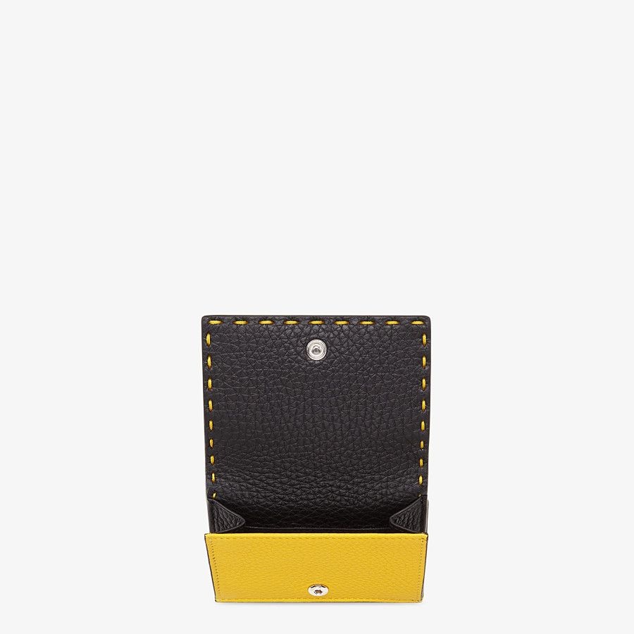 Yellow leather tri-fold wallet - 3