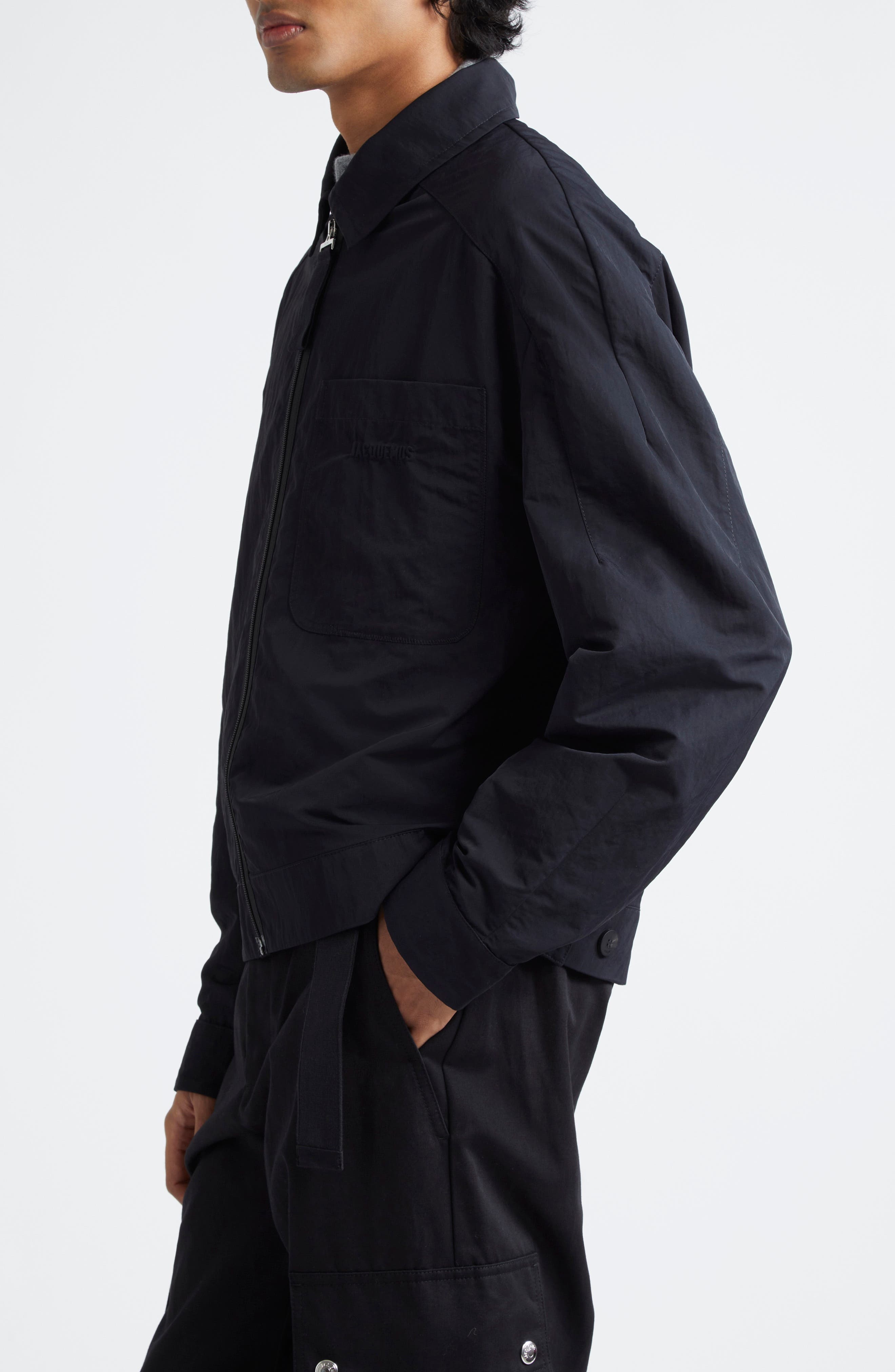 Jacquemus Le Blouson Linu Canvas Jacket in Black at Nordstrom - 3