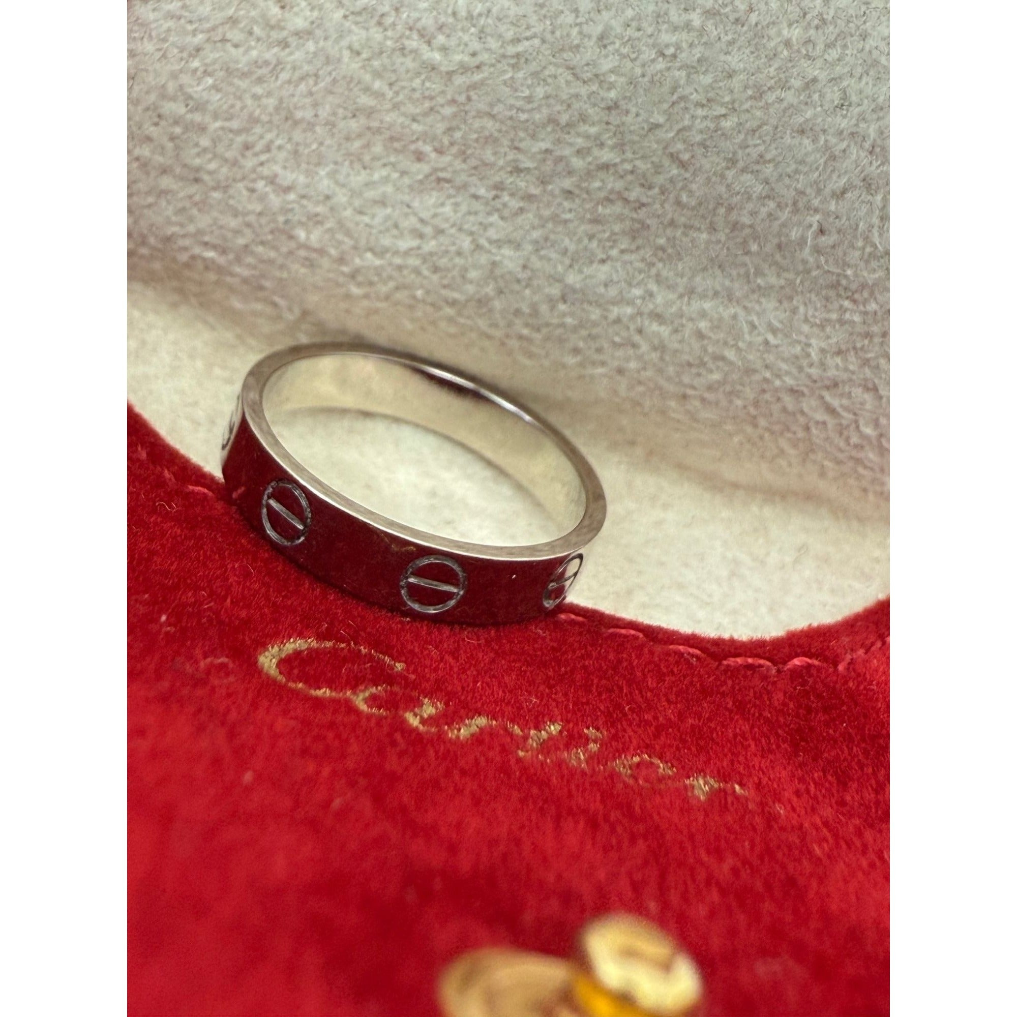 Cartier 18 K White Gold Love Small Model Wedding Band Ring Size 6 USA - 11