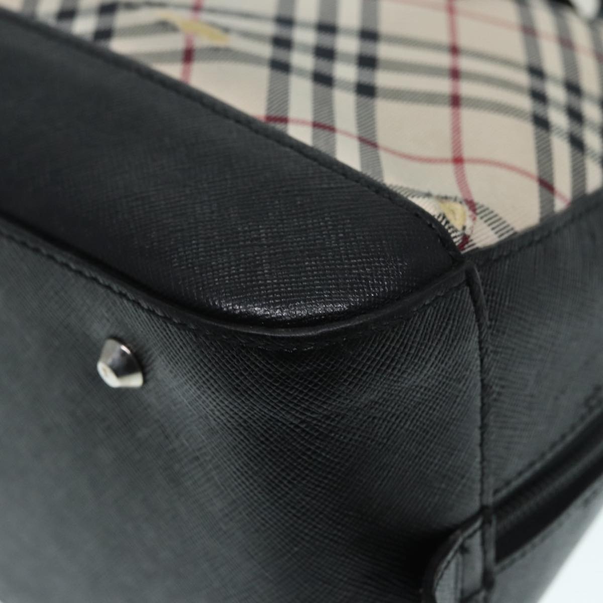 Burberry Nova Check Hand Bag Canvas Beige Silver - 14