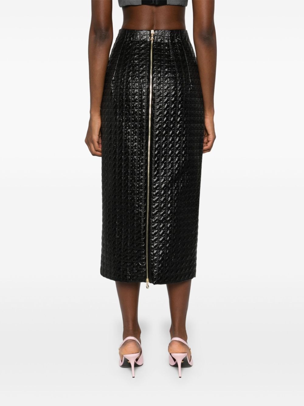 zip-up quilted midi skirt - 4