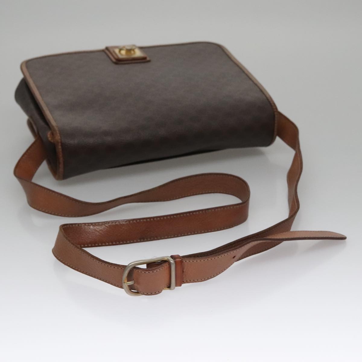 CELINE Macadam Canvas Shoulder Bag Pvc Leather Brown Gold - 7