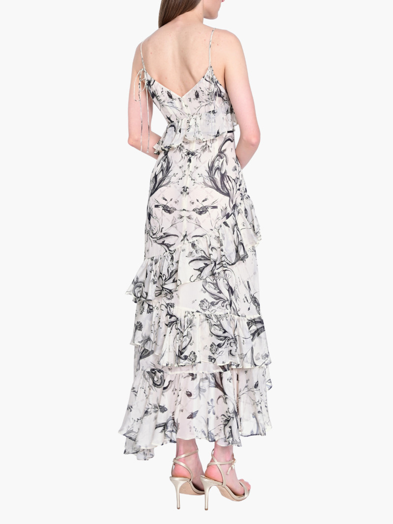 Marchesa PRINTED CHIFFON RUFFLED WRAP SLIP MAXI DRESS outlook