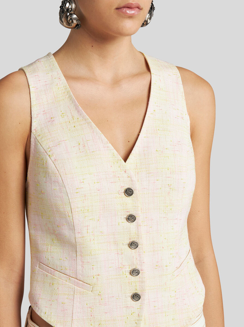 Etro SLUB LINEN-BLEND WAISTCOAT outlook