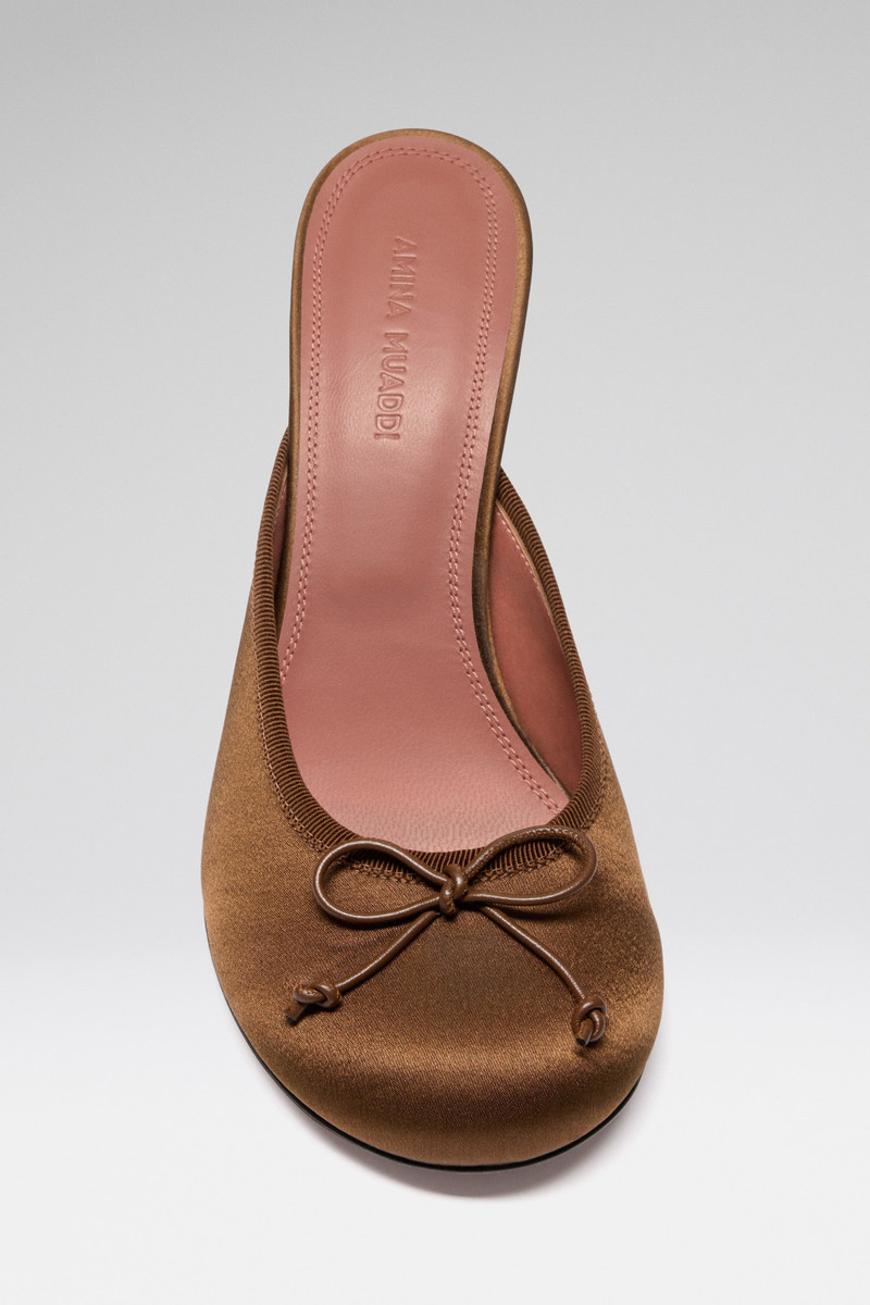 Amina Muaddi LILA SLIPPER 95 MOCHA SATIN outlook