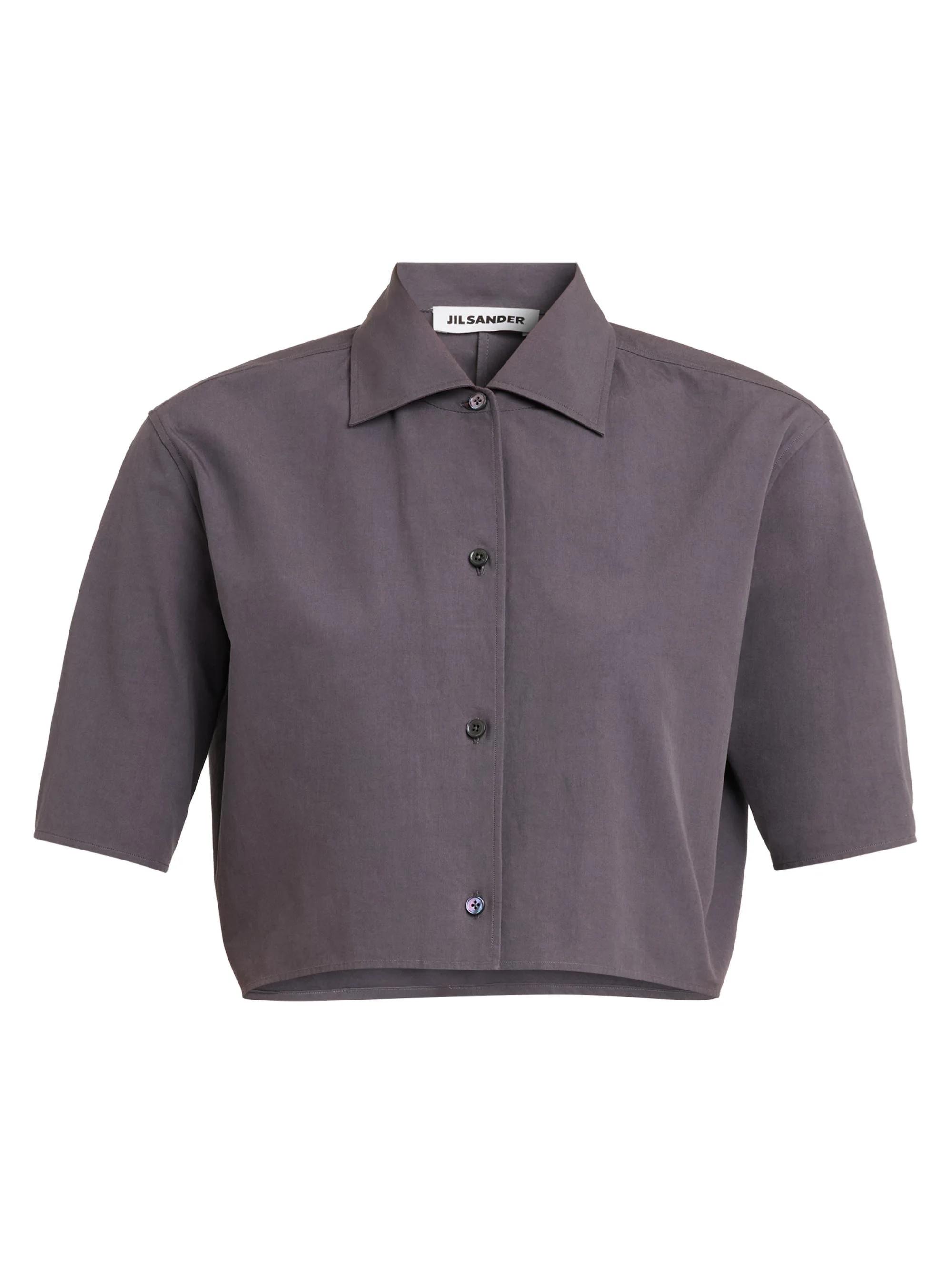 Women's Cotton Poplin Crop Shirt - Tarmac - 1